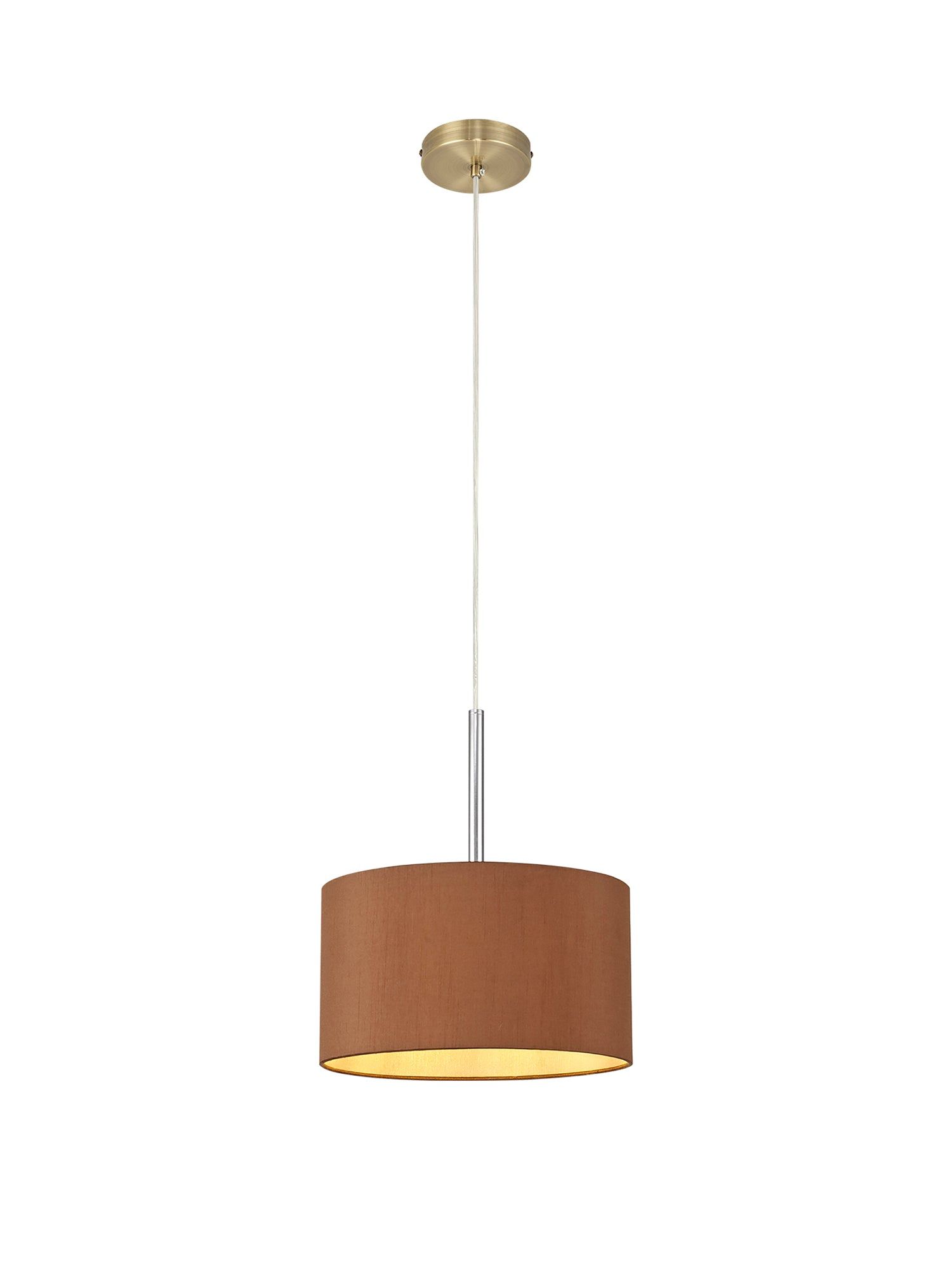 Baymont 1 Light 30cm Hanging Shade Lights Various Colurs,  Faux Silk Fabric Shade, IP20 - Cusack Lighting