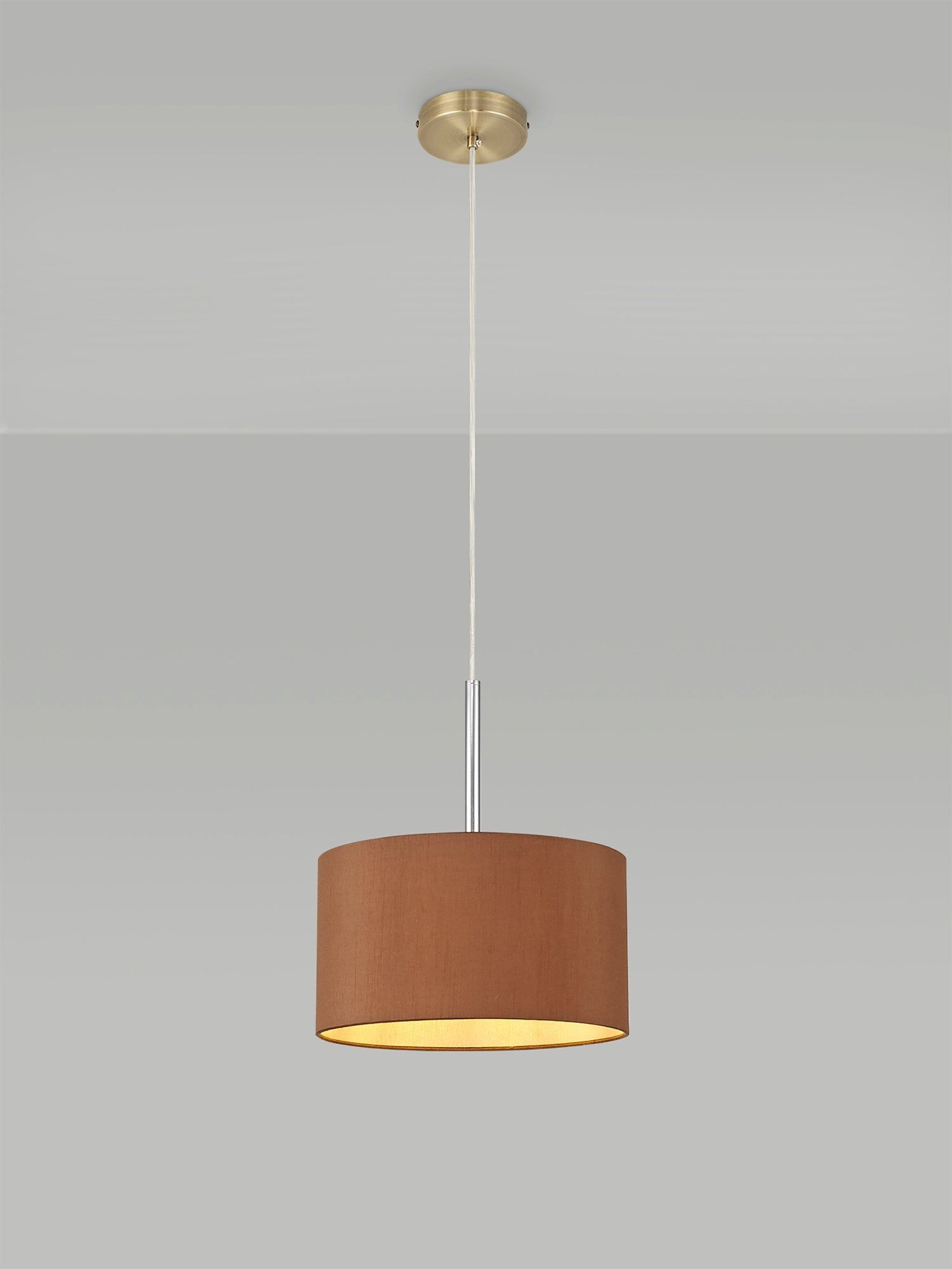 Baymont 1 Light 30cm Hanging Shade Lights Various Colurs,  Faux Silk Fabric Shade, IP20 - Cusack Lighting