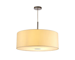 Baymont Polished Chrome 1 Light E27 3m Single Pendant c/w 600mm Faux Silk Shade, Ivory Pearl/White Laminate c/w 600mm Frosted/PC Acrylic Diffuser