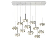 Cassis/Sophia 12 Light G9 2m Linear Pendant With Polished Chrome And Crystal Shade