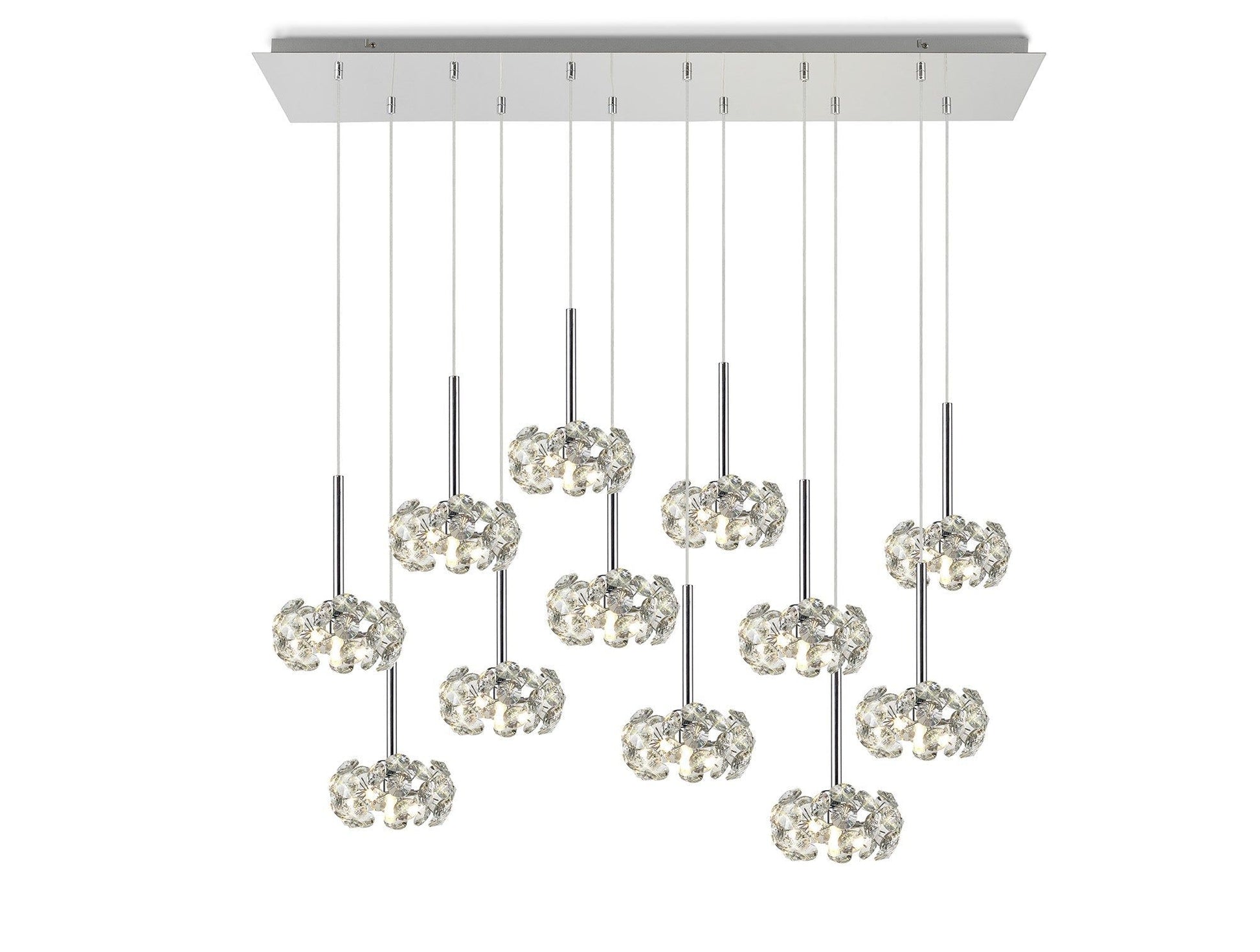Cassis/Sophia 12 Light G9 2m Linear Pendant With Polished Chrome And Crystal Shade