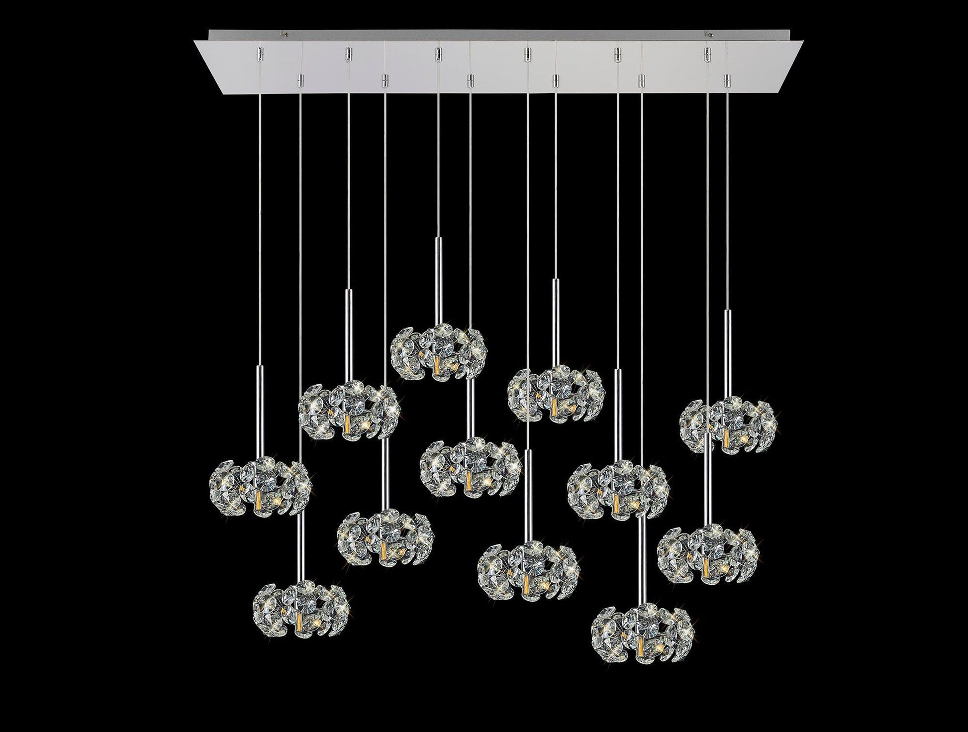 Cassis/Sophia 12 Light G9 2m Linear Pendant With Polished Chrome And Crystal Shade