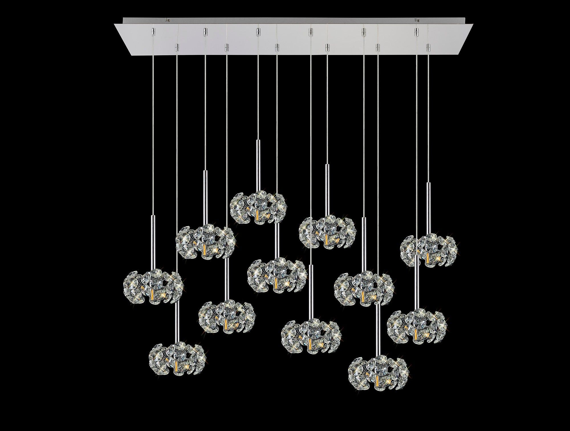 Cassis/Sophia 12 Light G9 2m Linear Pendant With Polished Chrome And Crystal Shade