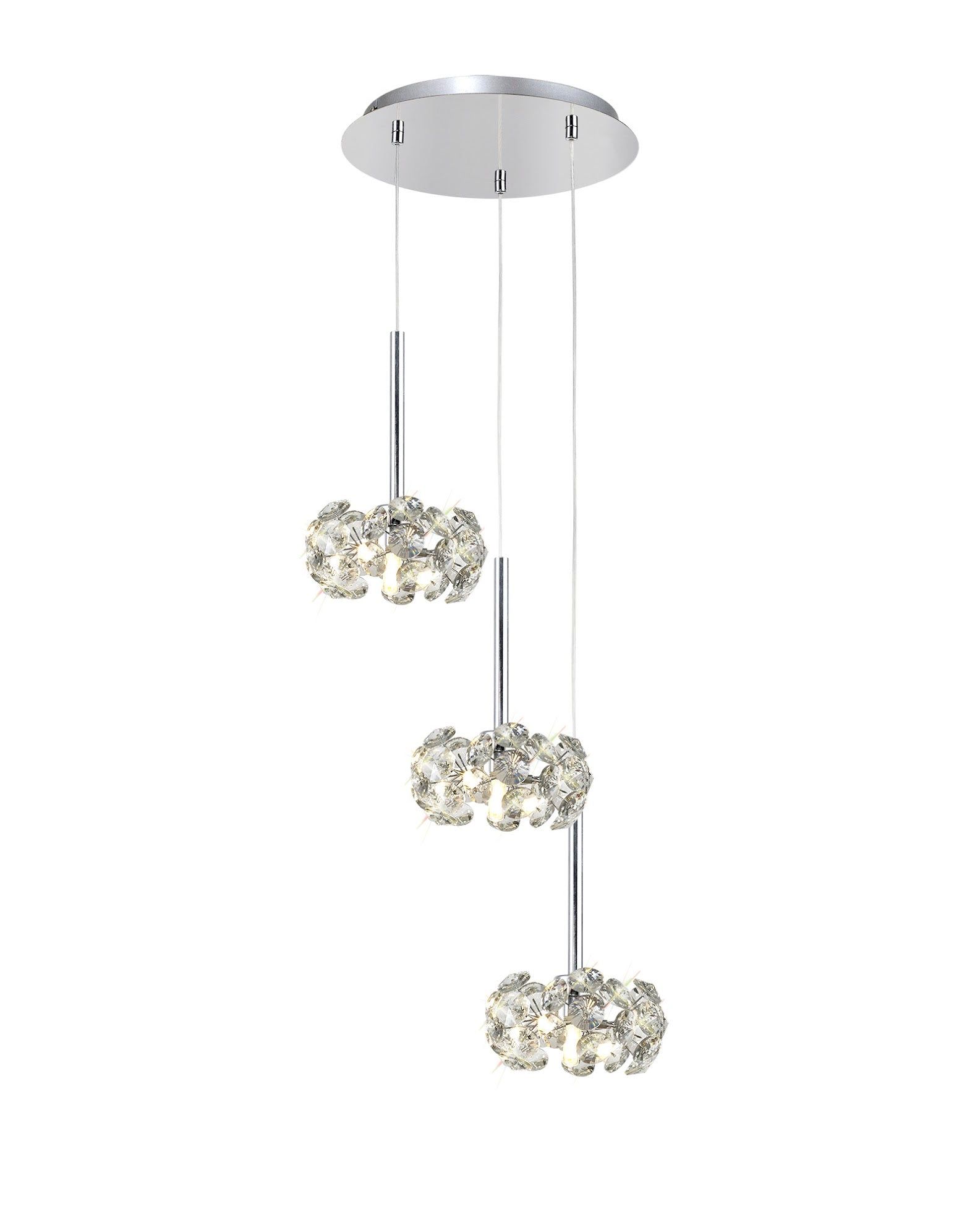 Cassis/Sophia 3 Light G9 2m Linear Pendant With Polished Chrome And Crystal Shade