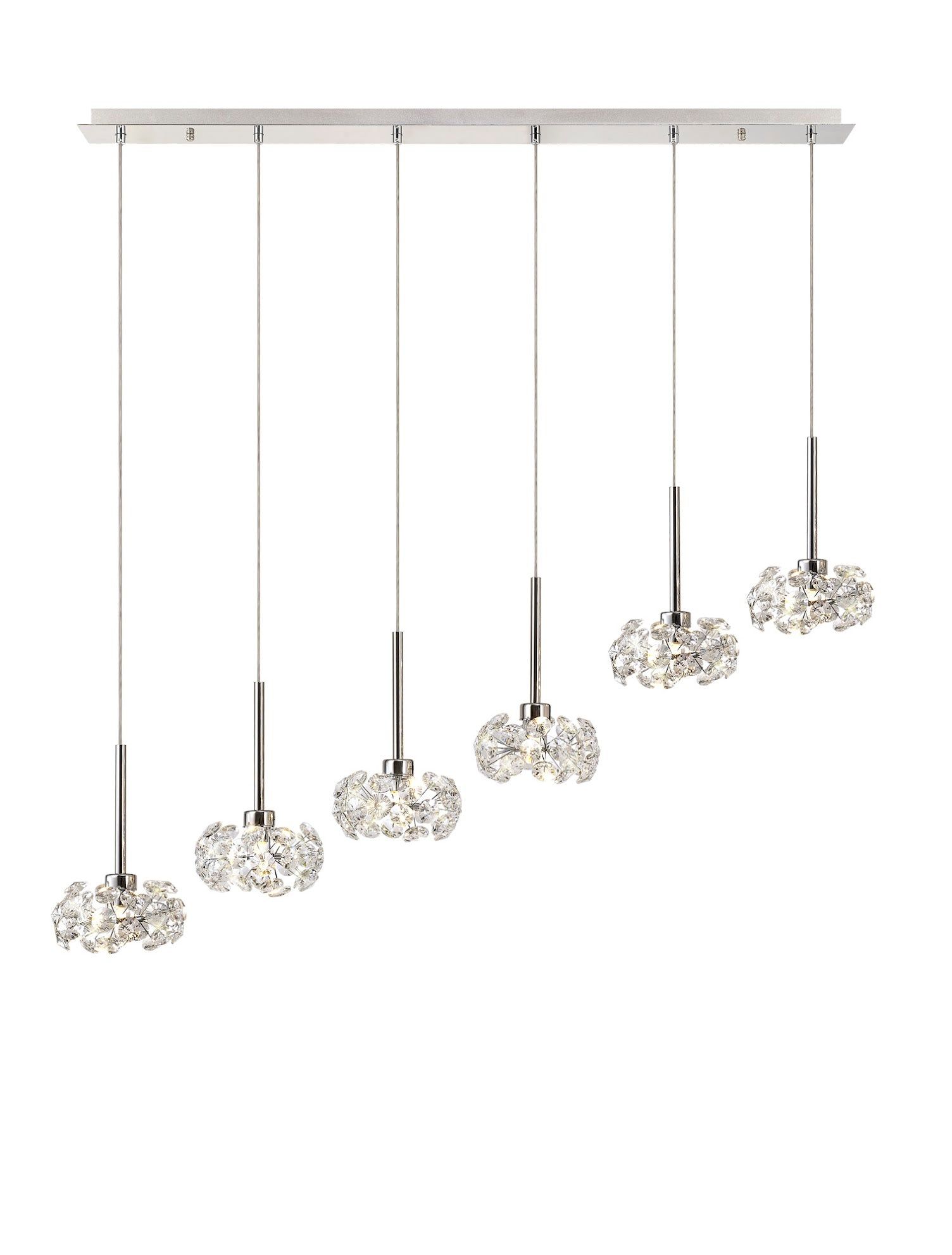 Cassis/Sophia 6 Light G9 2m Linear Pendant With Polished Chrome And Crystal Shade