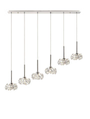 Cassis/Sophia 6 Light G9 2m Linear Pendant With Polished Chrome And Crystal Shade