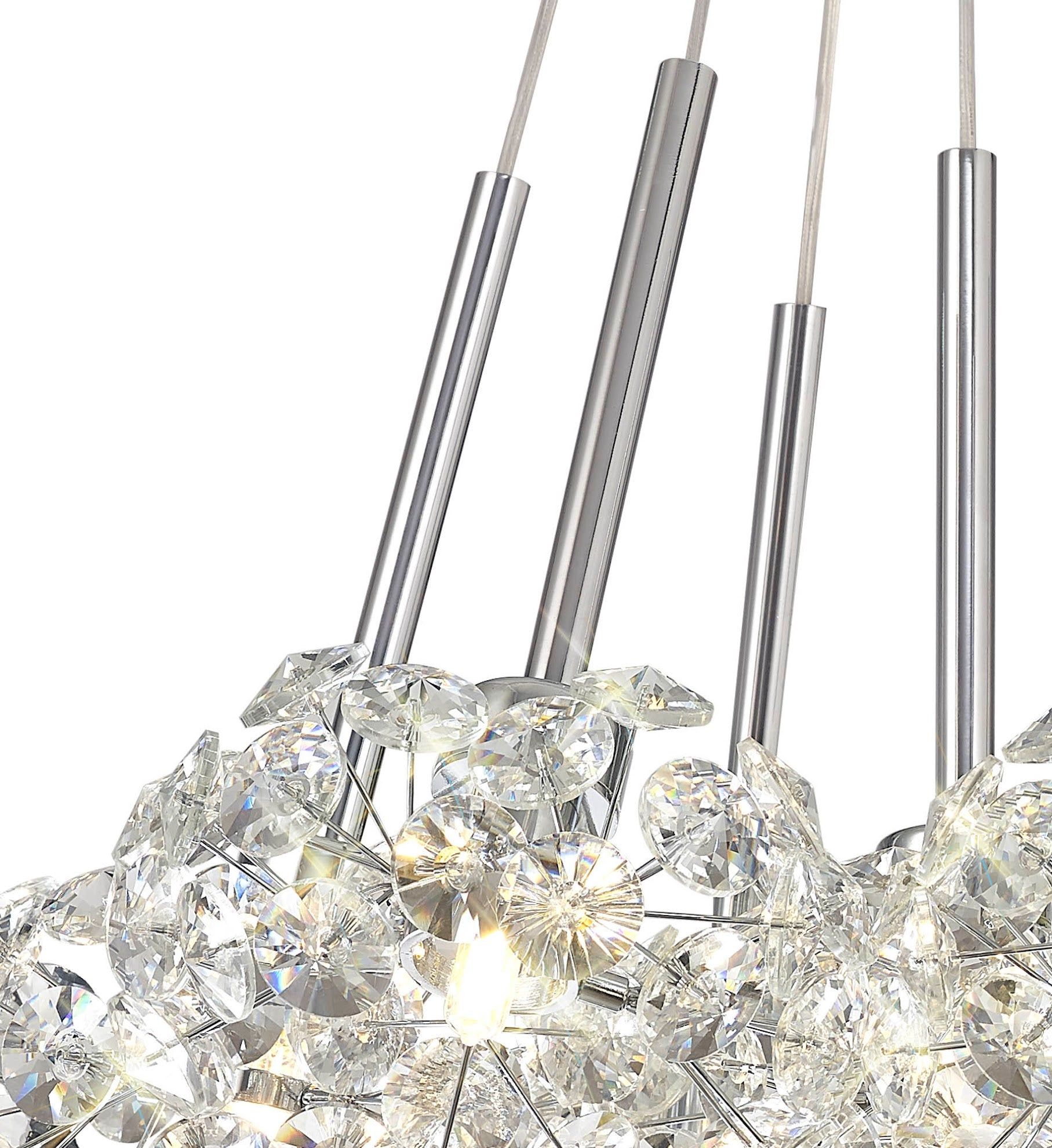 Cassis/Sophia 7 Light G9 1.5m Cluster Pendant With Polished Chrome And Crystal Shade