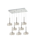 Cassis/Sophia 8 Light G9 2m Rectangle Multiple Pendant With Polished Chrome And Crystal Shade