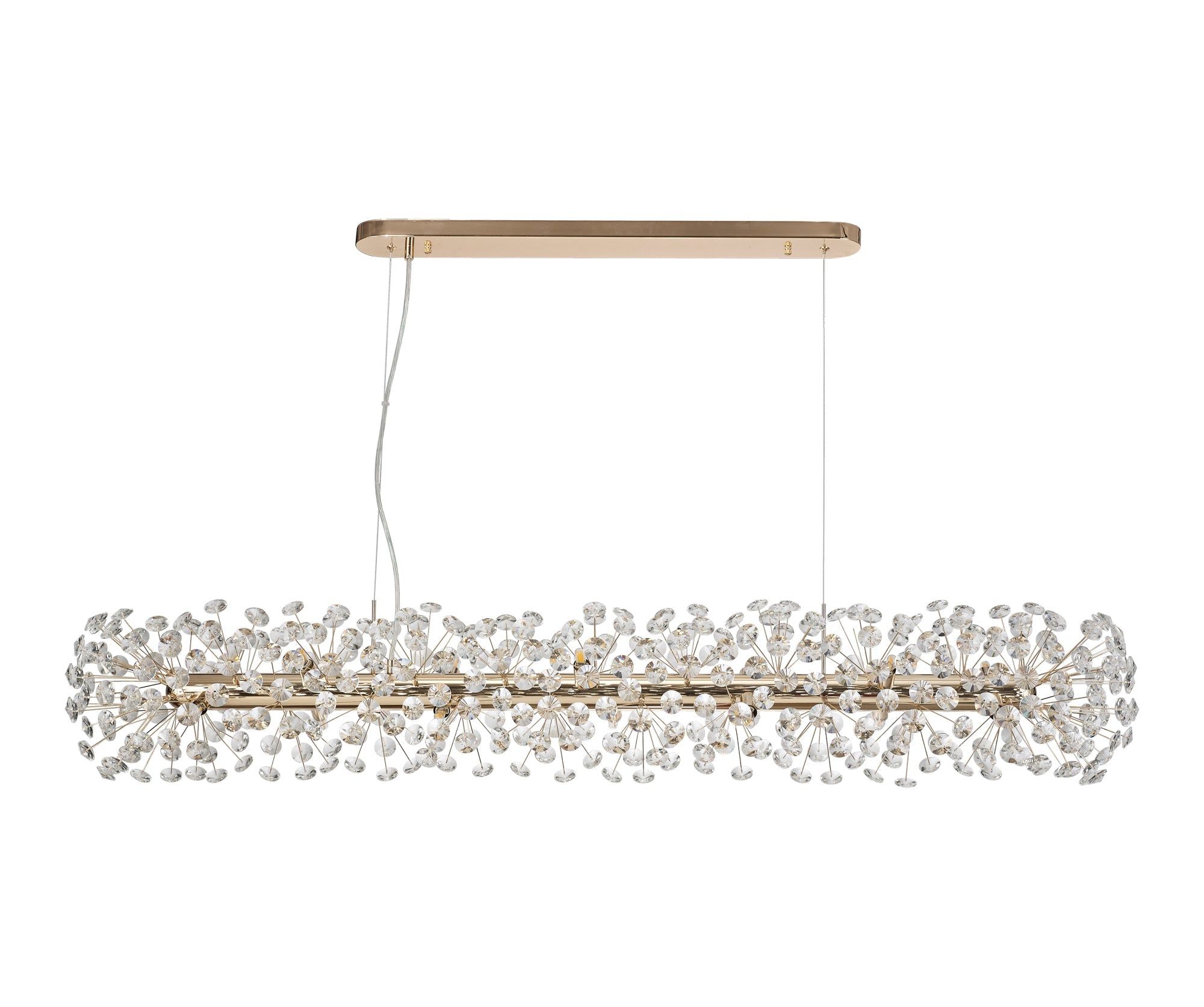 Sophia Oblong Linear Pendant 10/14 Light G9 French Gold/Crystal, Chrome/Crystal