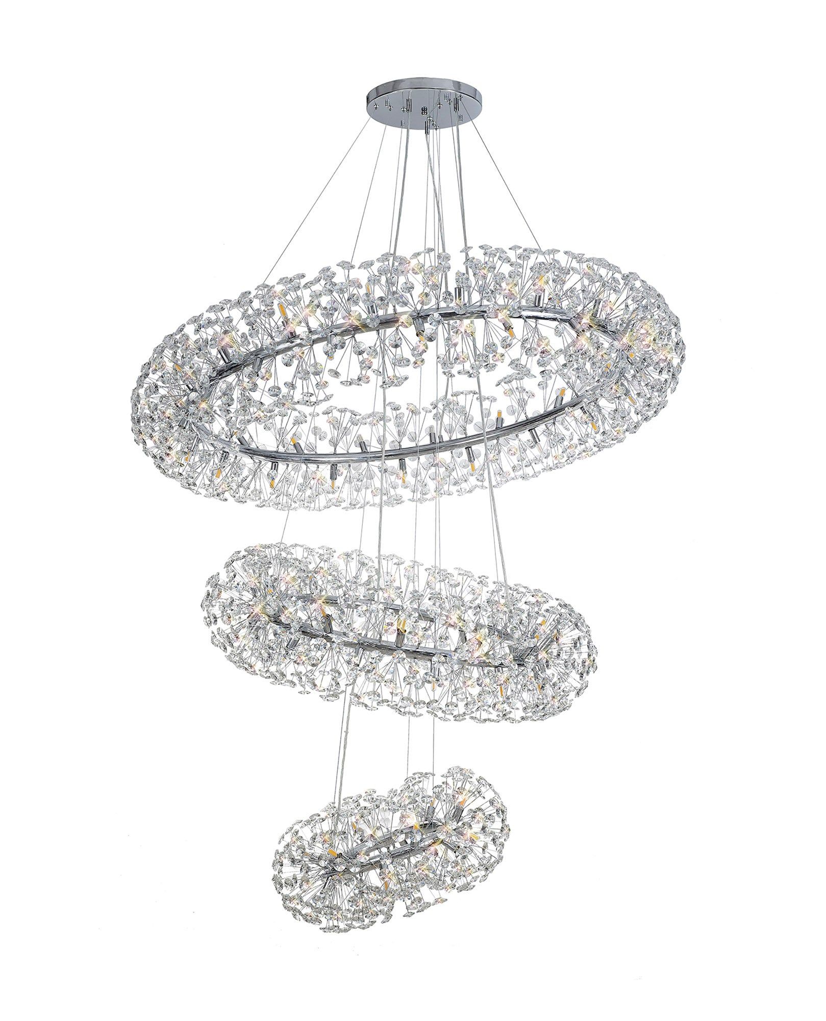Sophia 3 Tier Pendant 74 Light G9 French Gold/Crystal, Polished Chrome/Crystal, Item Weight: 37.6kg
