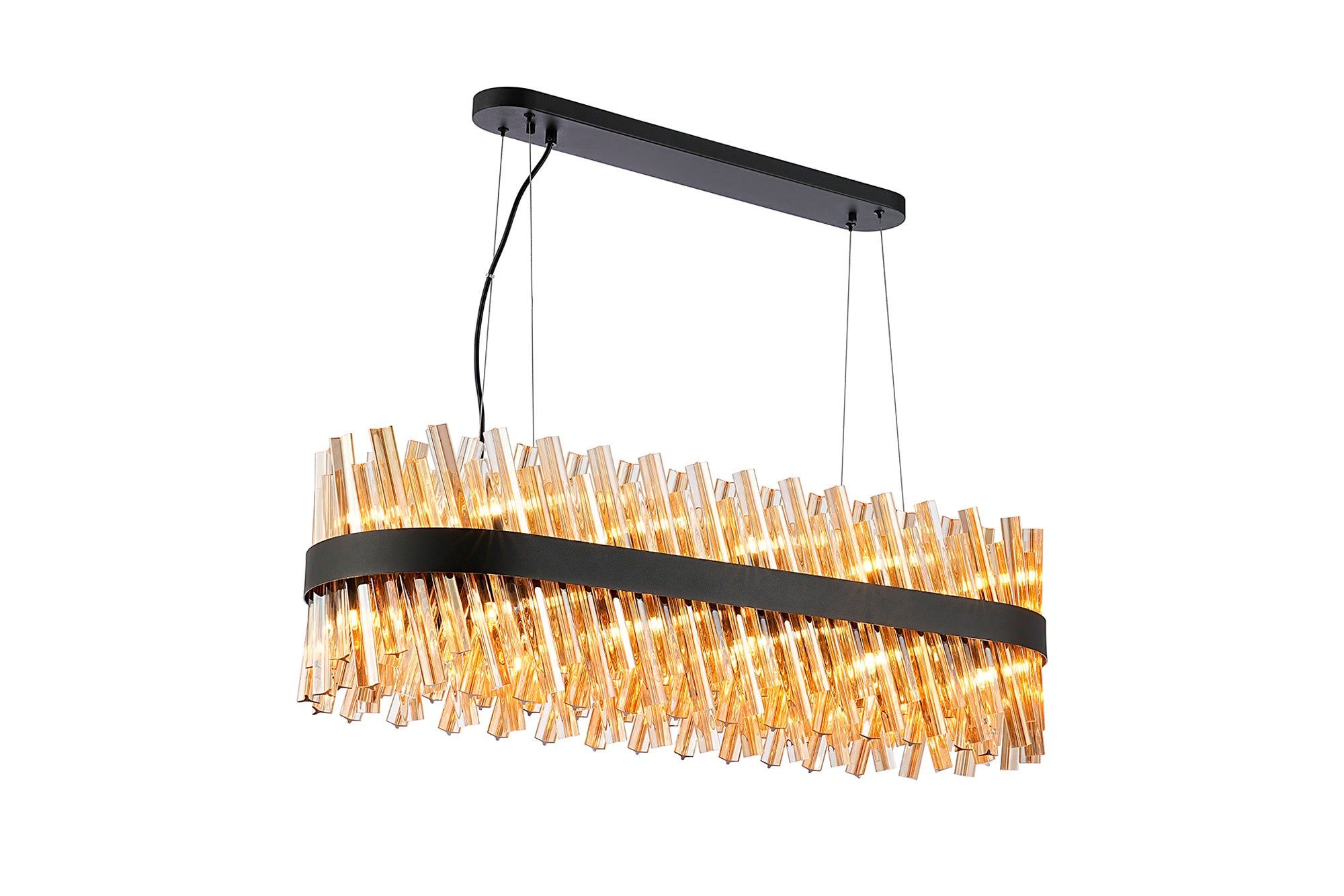 Bellina 24 Lt Oblong Pendant Black Amber
