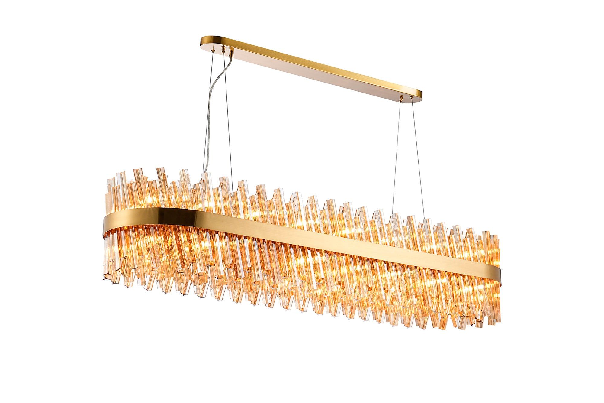 Bellina 36 Lt Oblong Pendant Brass Amber