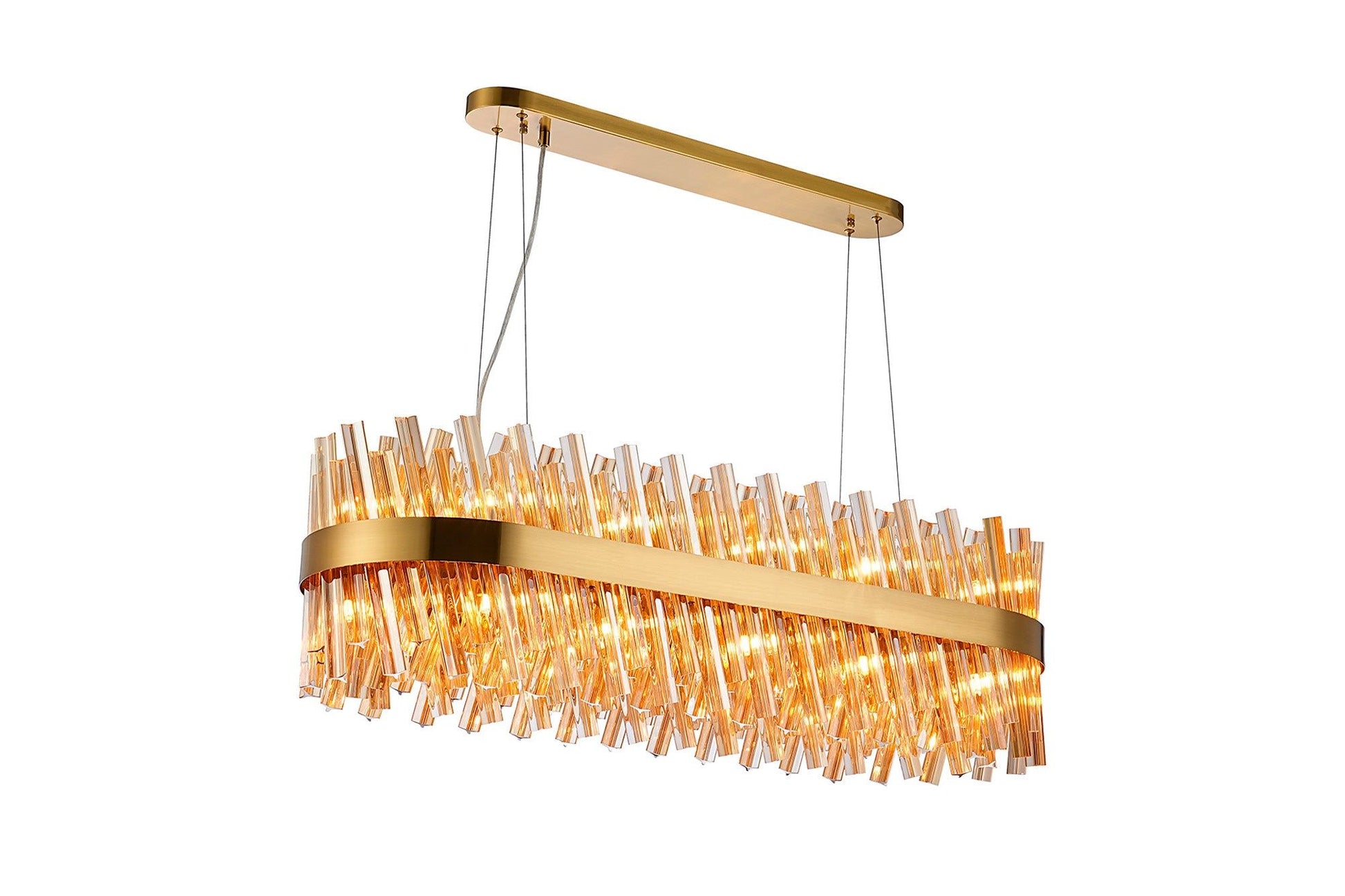 Bellina 24 Lt Oblong Pendant Brass Amber