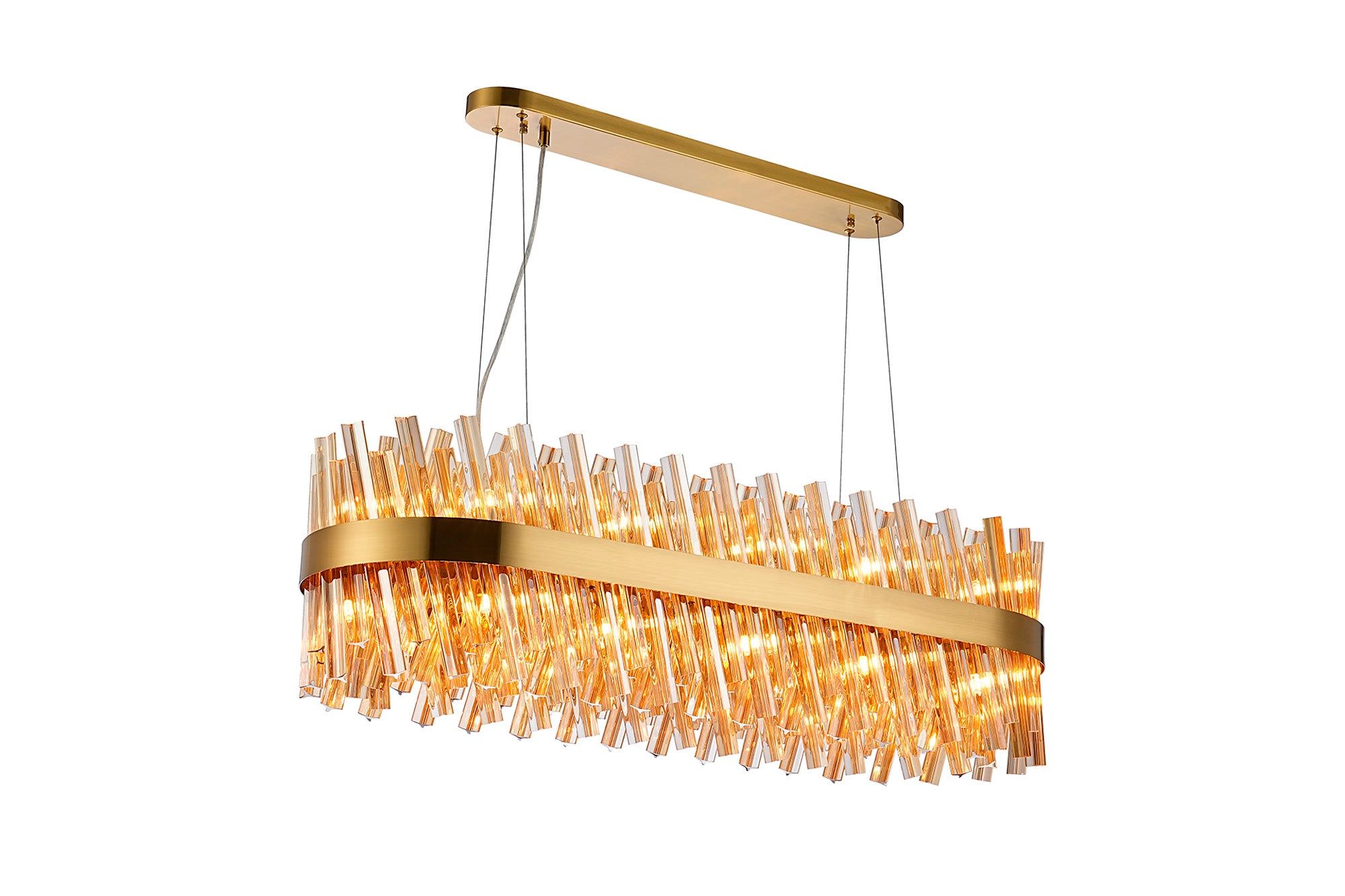 Bellina 24 Lt Oblong Pendant Brass Amber