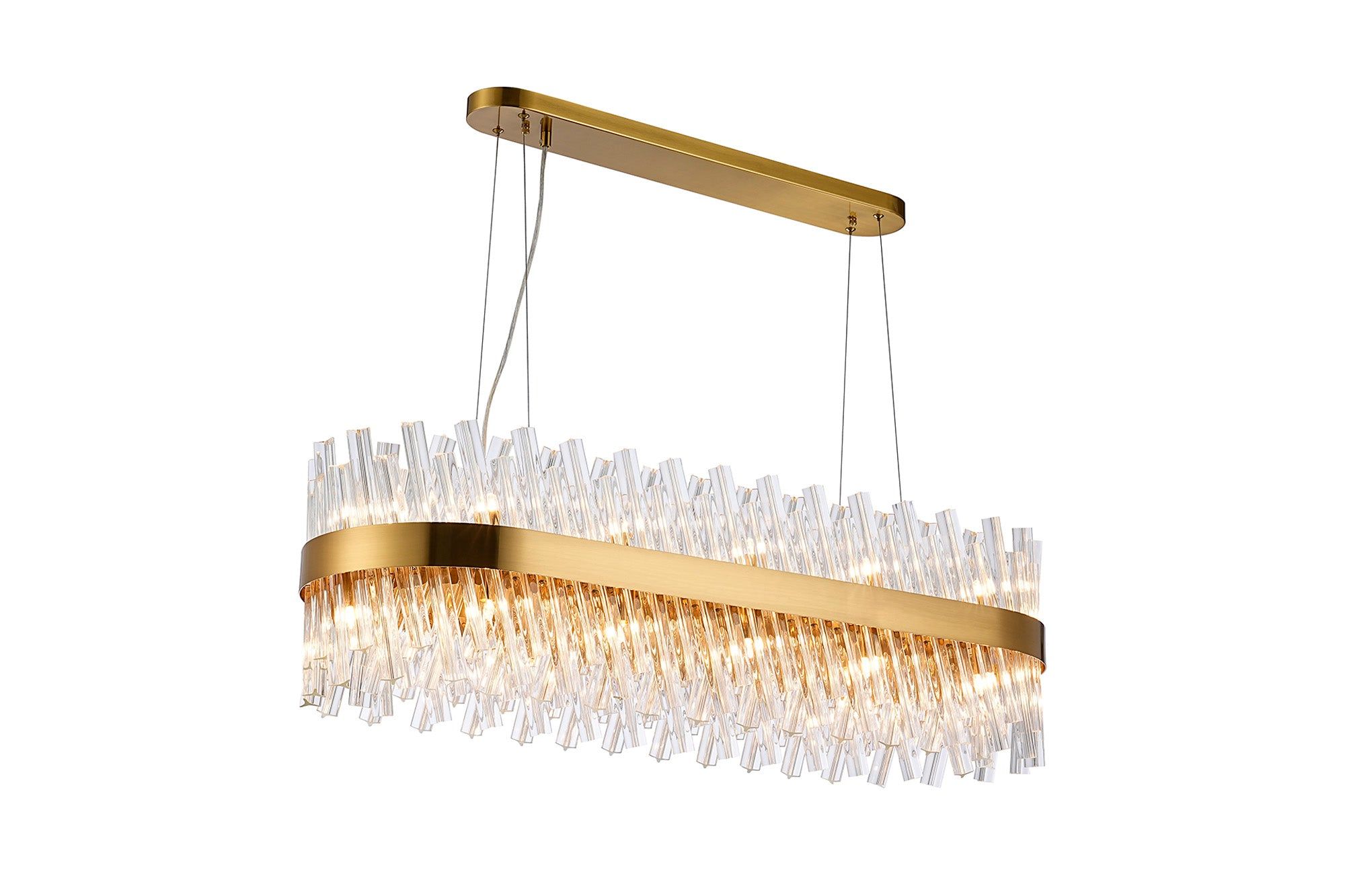 Bellina 24 Lt Oblong Pendant Brass Clear