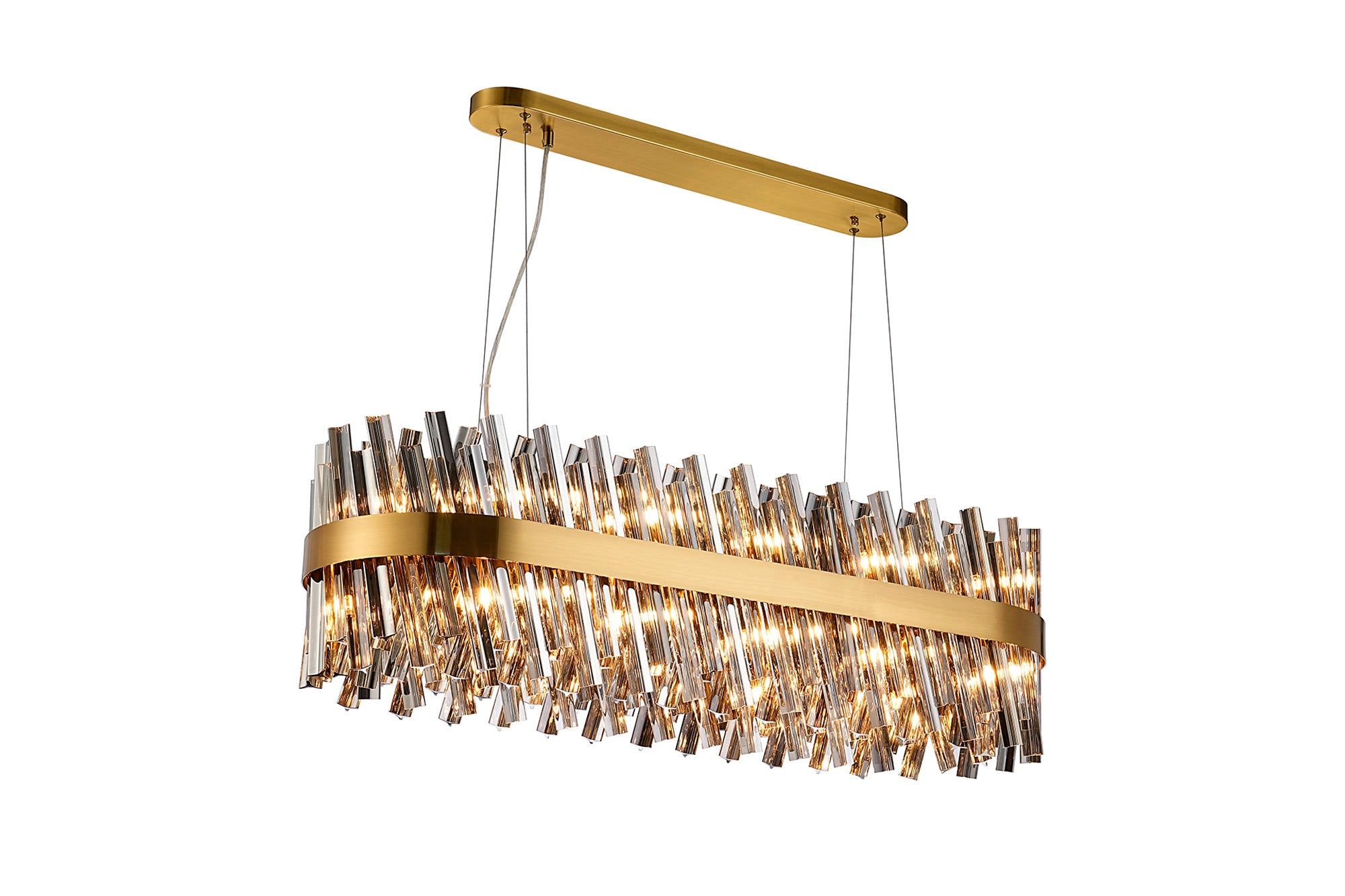 Bellina 24 Lt Oblong Pendant Brass Smoke