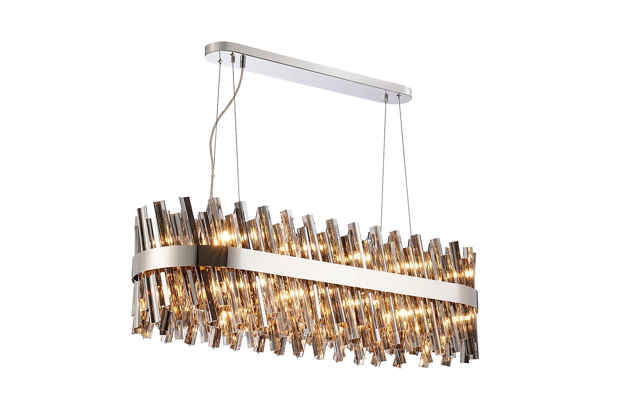Bellina 24 Lt Oblong Pendant Nickel Smoke
