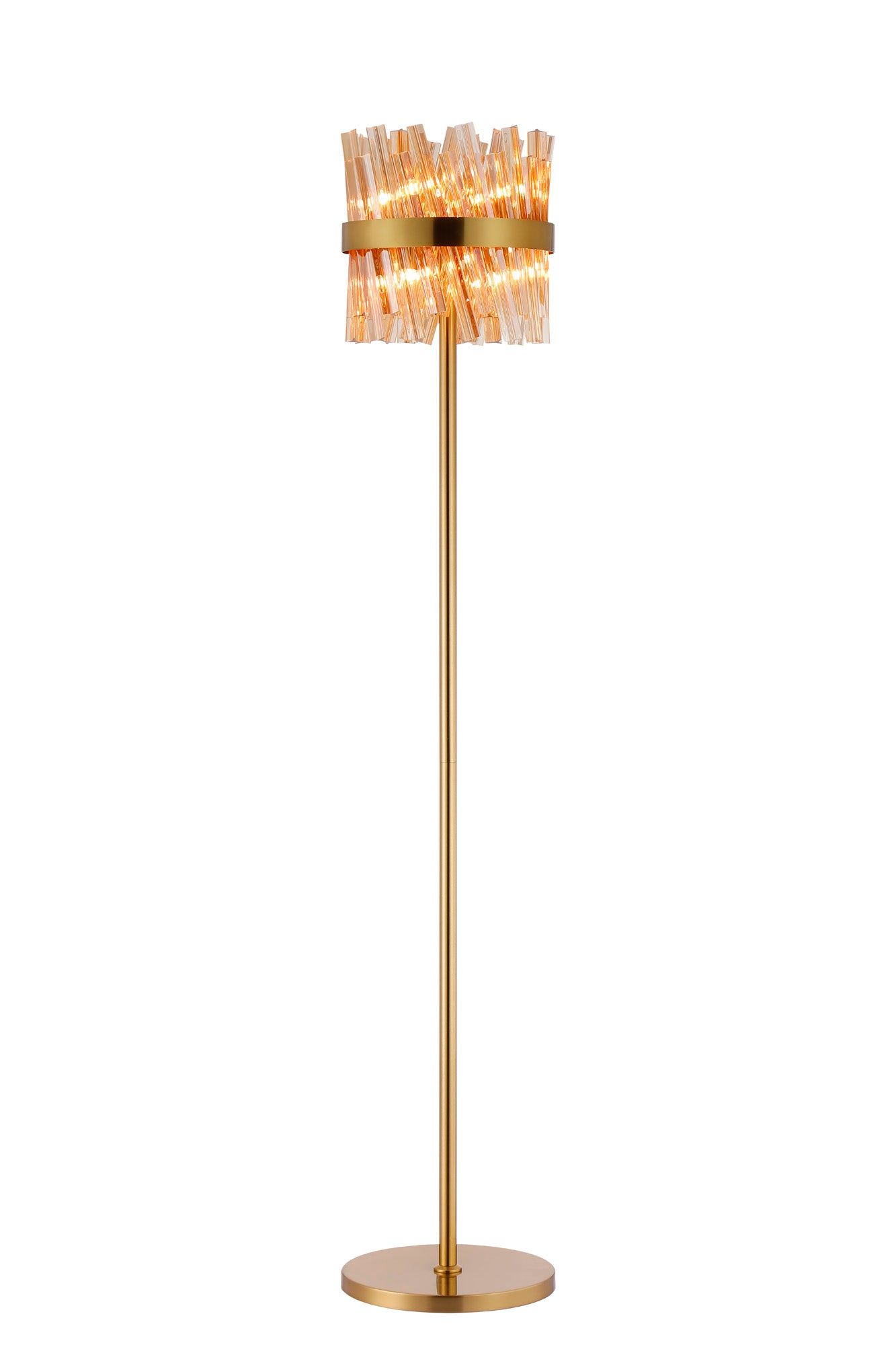 Bellina 8Lt Floor Lamp Brass Amber