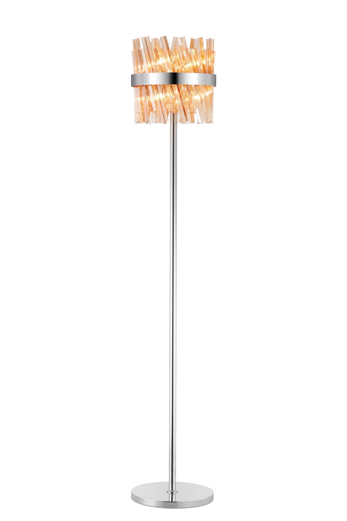 Bellina 8Lt Floor Lamp Nickel Amber