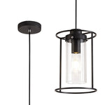 Beres Single Pendant, 1 Light E27, Black/Clear Glass