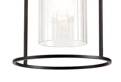 Beres Single Pendant, 1 Light E27, Black/Clear Glass