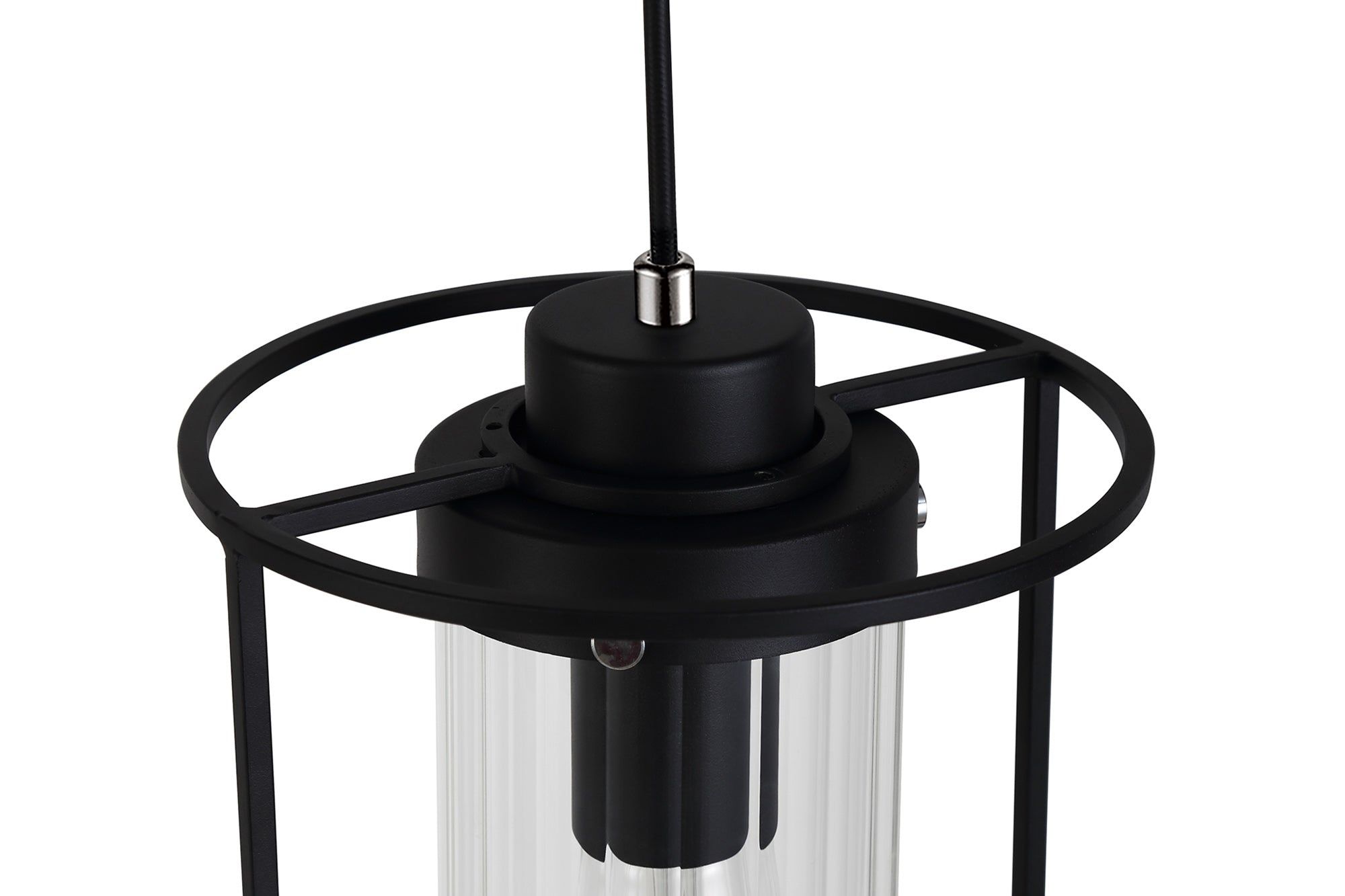 Beres Single Pendant, 1 Light E27, Black/Clear Glass