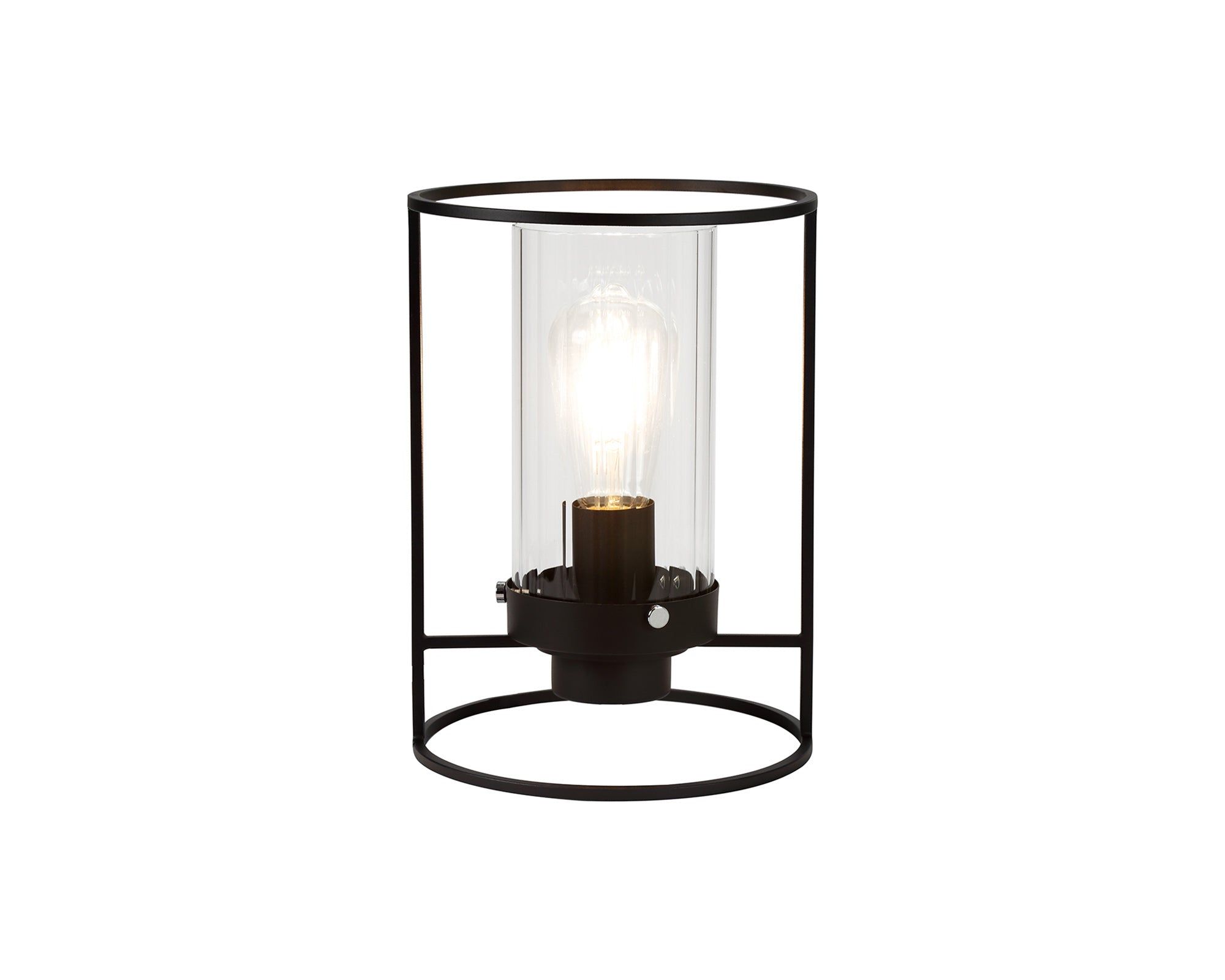 Beres Table Lamp, 1 Light E27, Black/Clear Glass