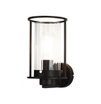 Beres Wall Light, 1 Light E27, Black/Clear Glass