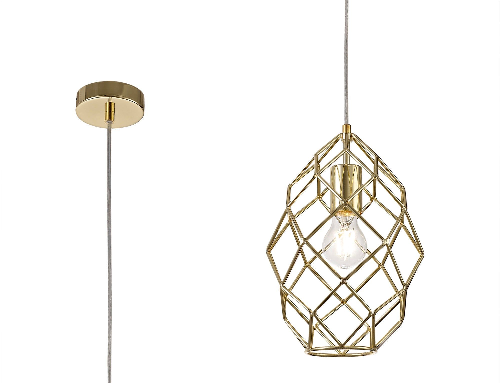 Bistreao Curved Cylinder Pendant, 1 x E27, Polished Brass