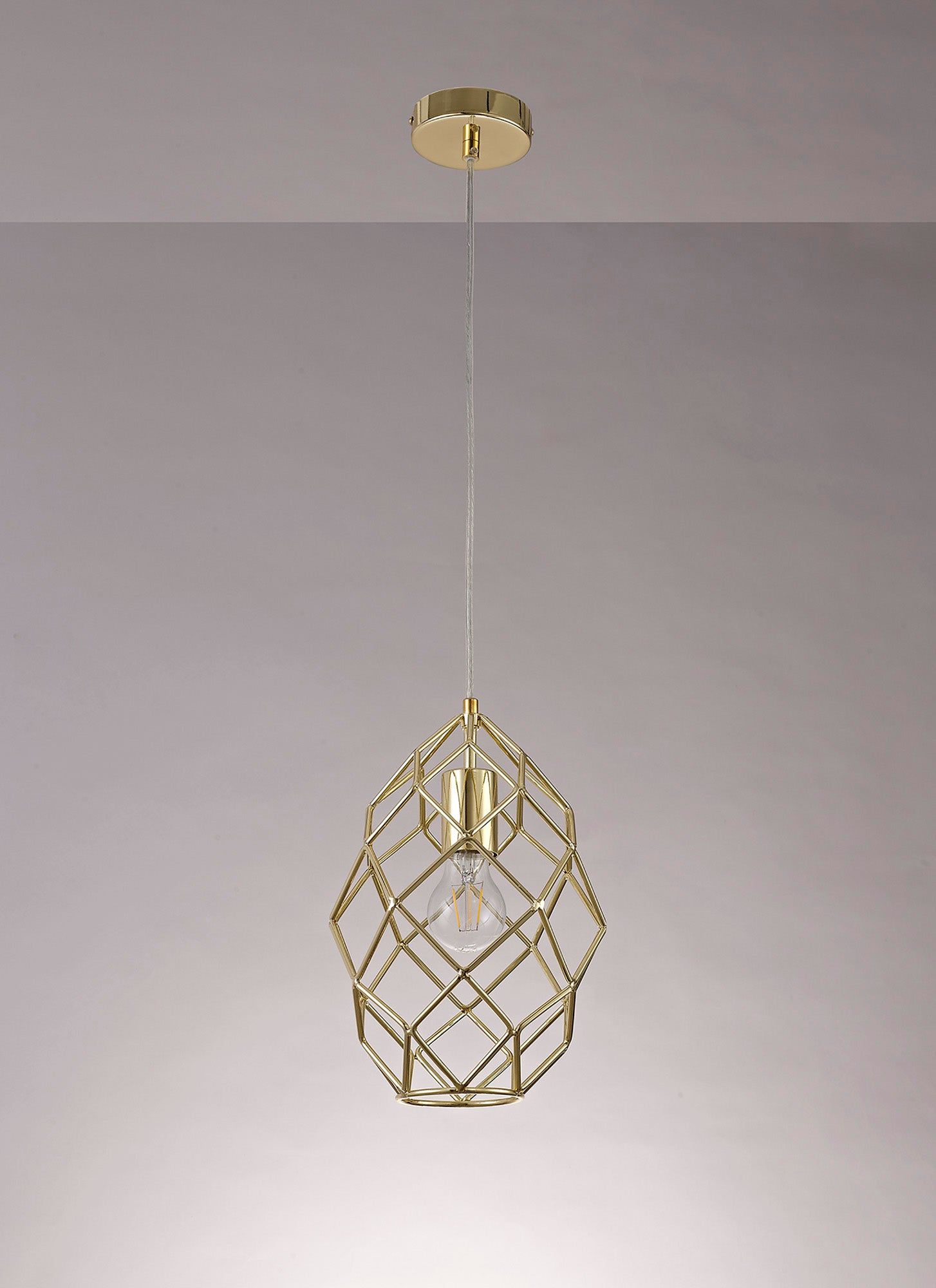 Bistreao Curved Cylinder Pendant, 1 x E27, Polished Brass