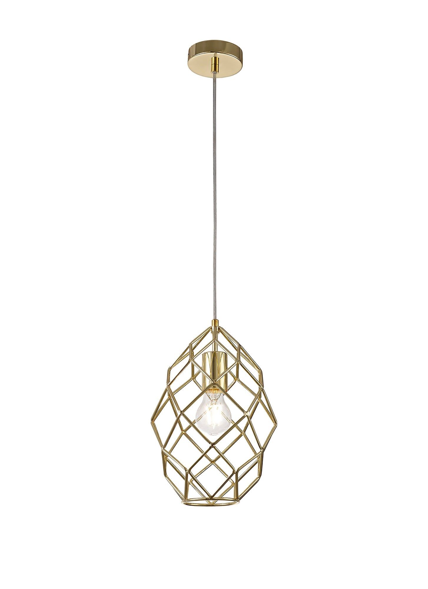 Bistreao Curved Cylinder Pendant, 1 x E27, Polished Brass