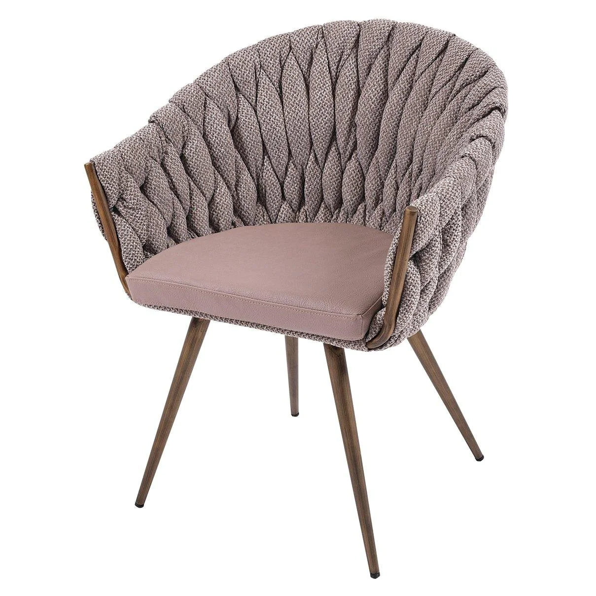 Blake Dining Chair - Taupe Tweed Inspired Fabric & Antique Bronze Finish