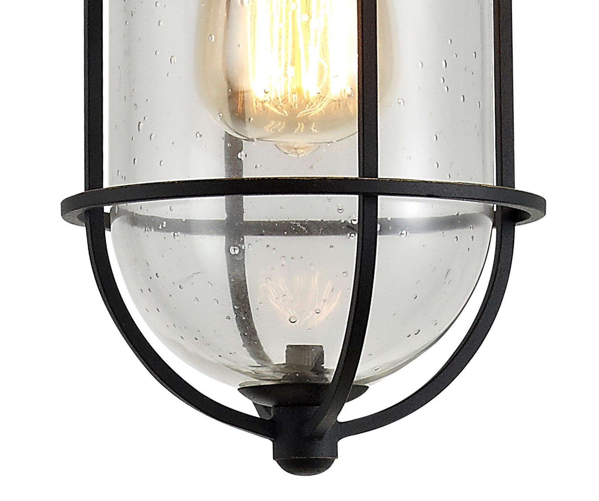 Blitz Pendant, 1 x E27, Black/Gold With Seeded Clear Glass, IP54, 2yrs Warranty