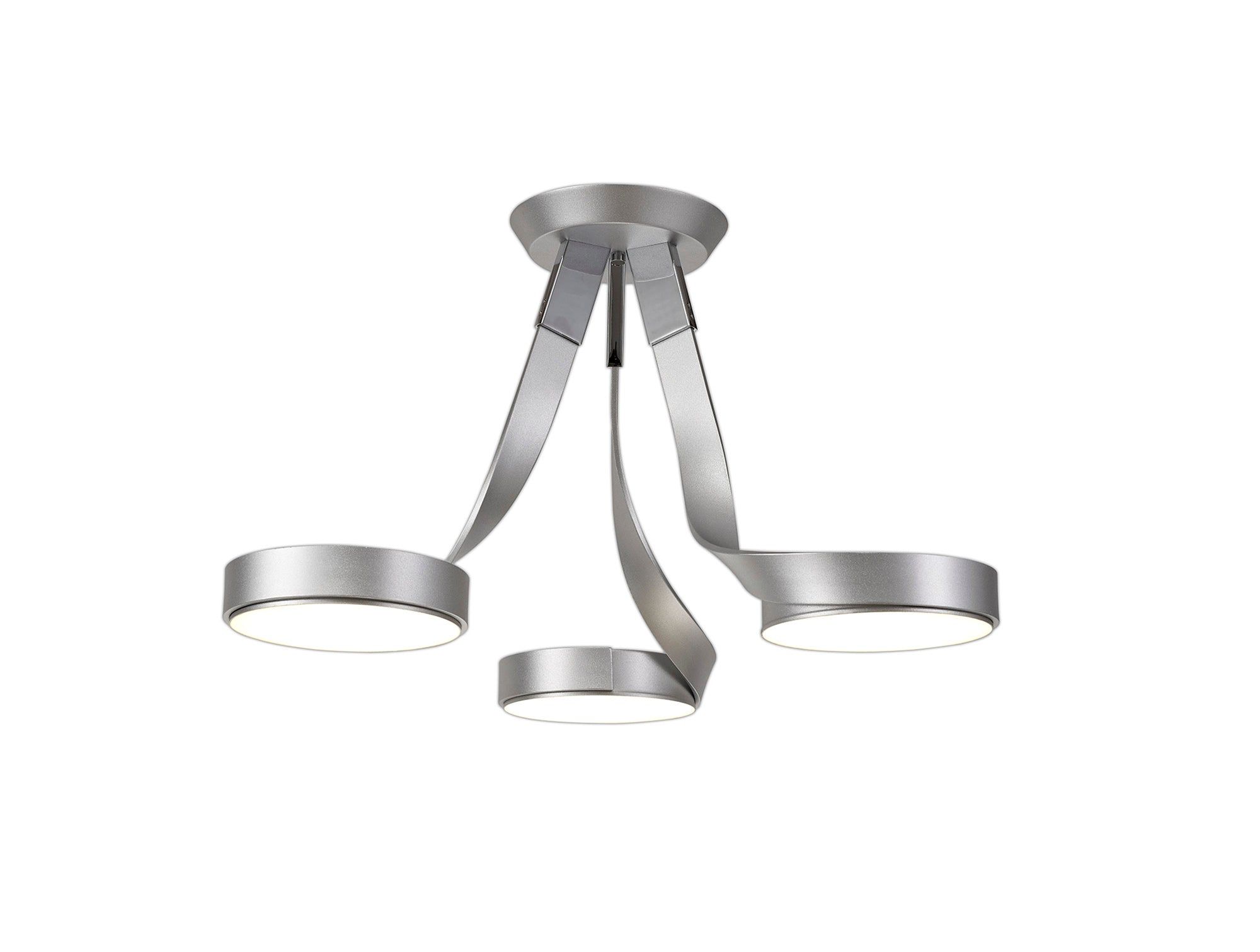 Blush 3 Led Flush Ceiling Light, 3 x 12W LED, 3000K, 2880lm, 3yrs Warranty - Silver & Polished Chrome IP20