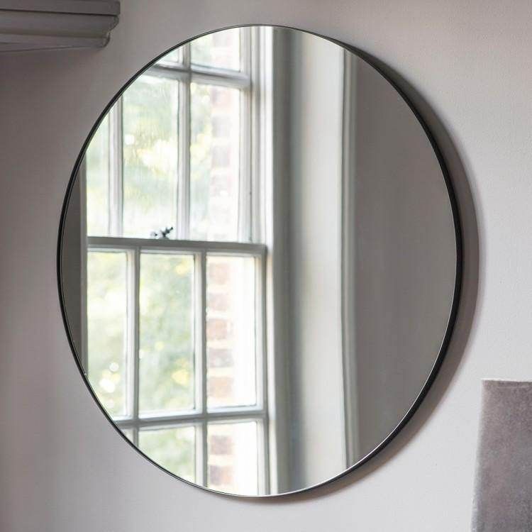 Bowie Round Mirror Black W800 x D20 x H800mm