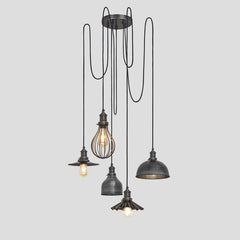 Brooklyn Cluster Ceiling Light With Shades- Pewter Finish IP20
