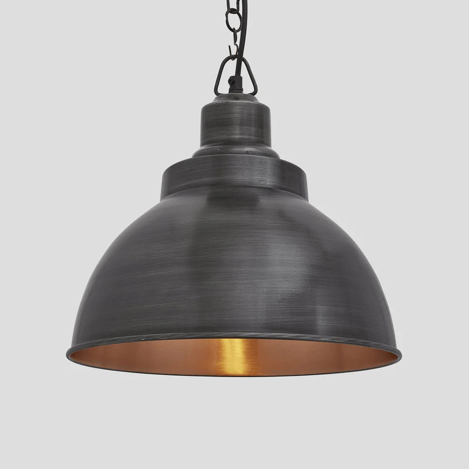 Brooklyn Dome Pendant - 13 Inch - Pewter & Copper