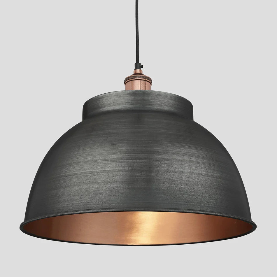 Brooklyn Dome Pendant - 17 Inch - Pewter & Copper