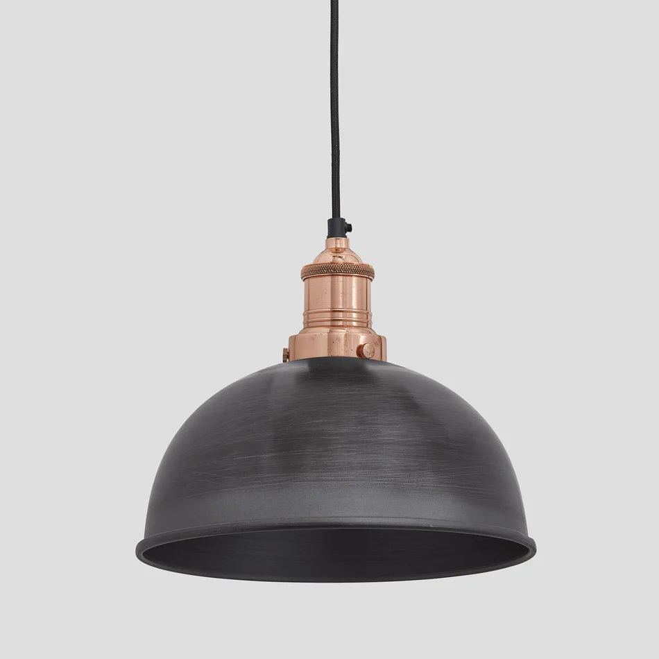 Brooklyn Dome Pendant Light - 8 Inch - Pewter
