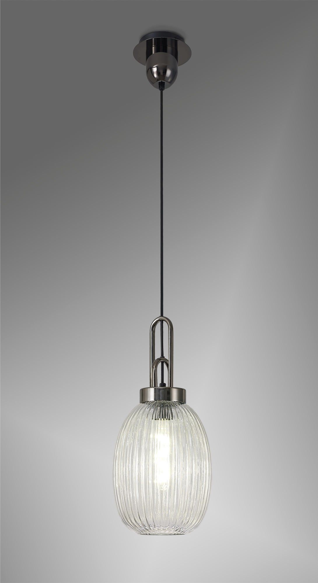 Cadiz 1 Light Pendant E27 With 20cm Almond Ribbed Glass - Various Colour Range IP20 - Cusack Lighting