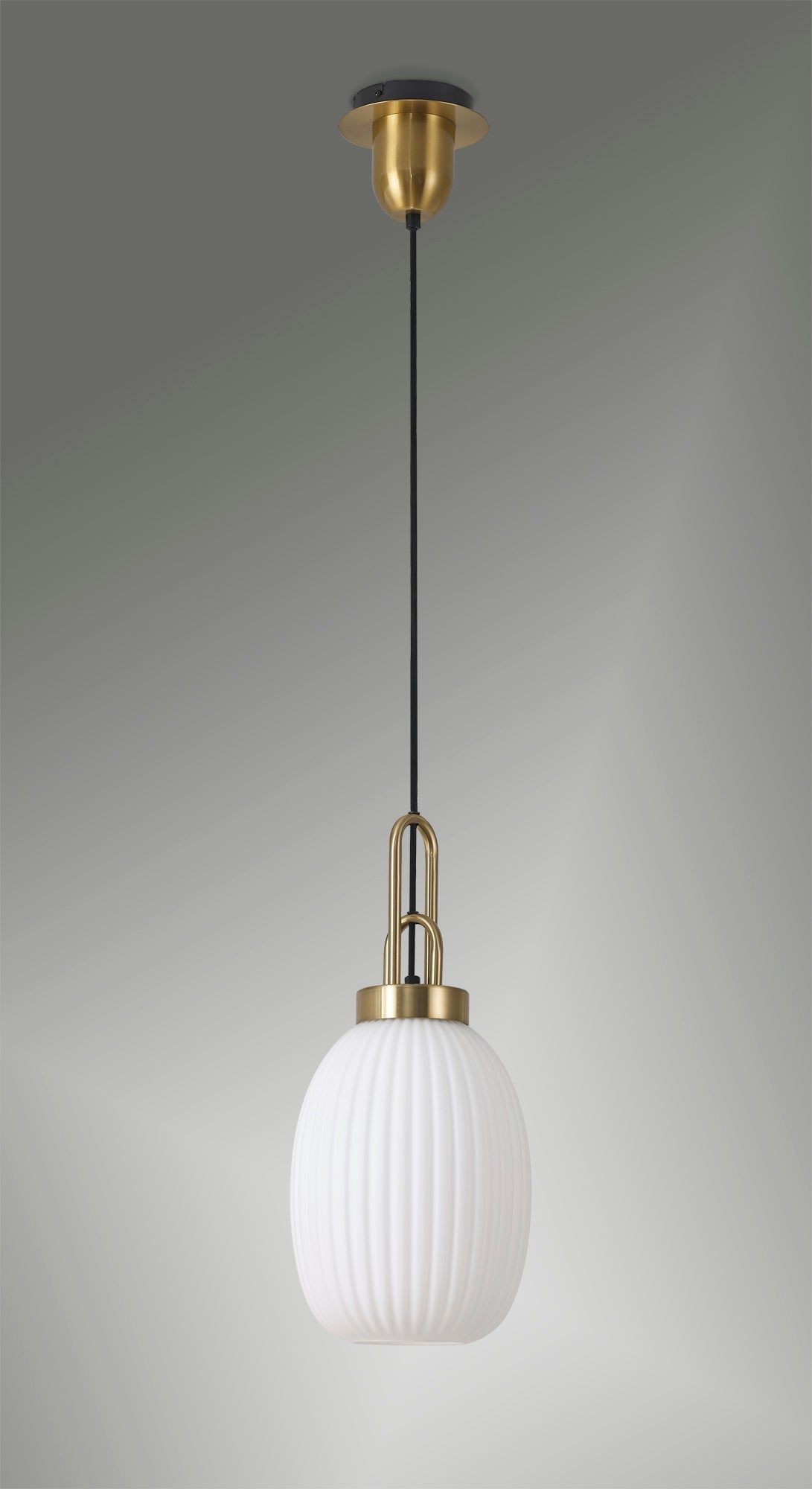 Cadiz 1 Light Pendant E27 With 20cm Almond Ribbed Glass - Various Colour Range IP20 - Cusack Lighting