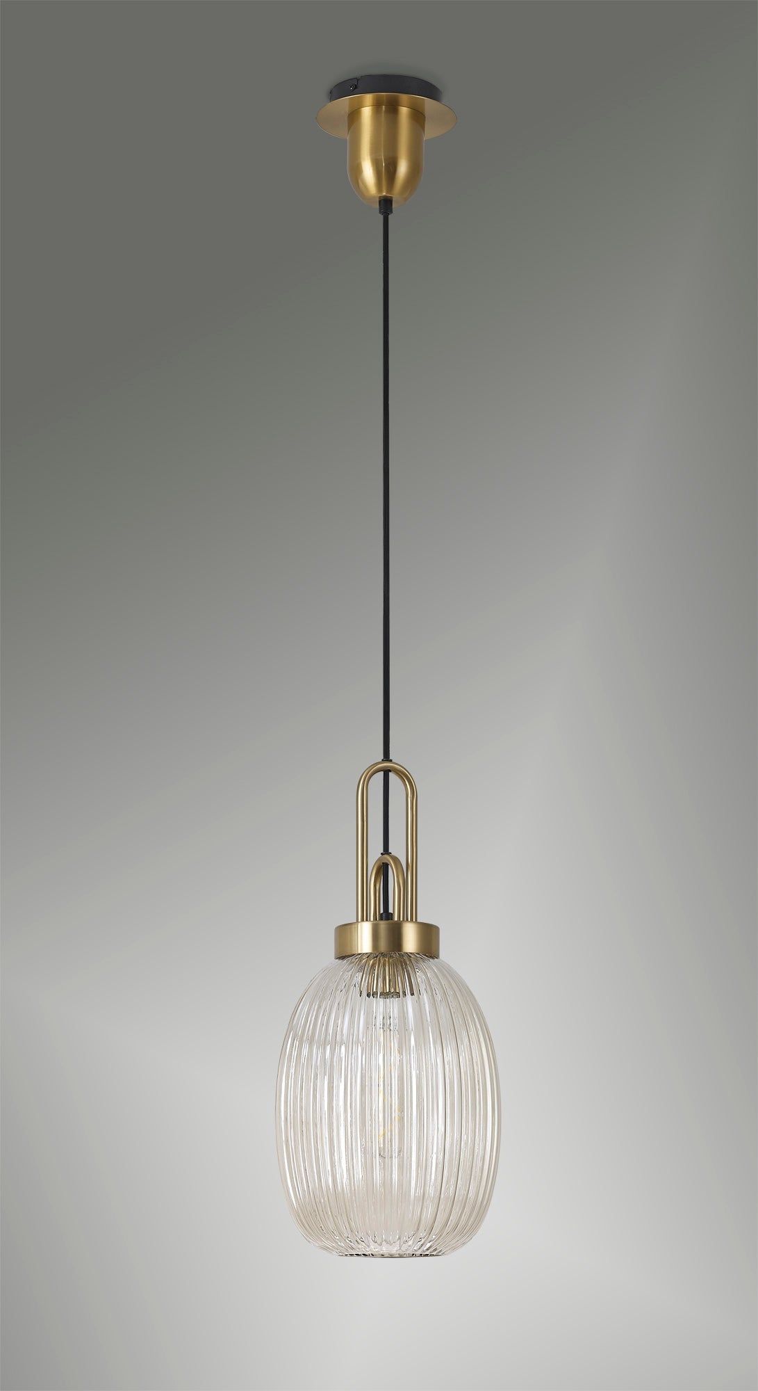Cadiz 1 Light Pendant E27 With 20cm Almond Ribbed Glass - Various Colour Range IP20 - Cusack Lighting