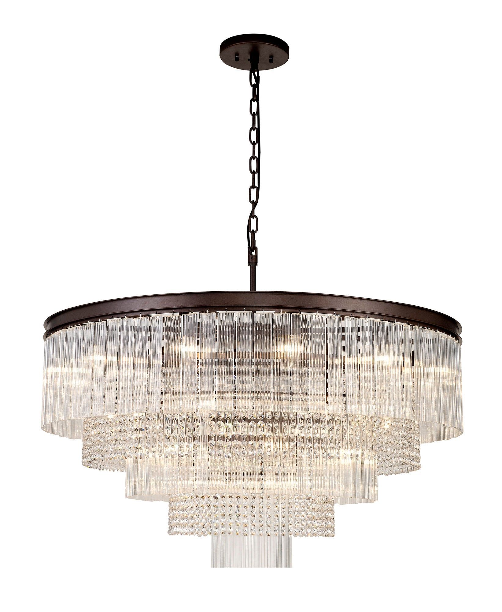 Camden Large 3 Tier Round Pendant, 27 Light E14, Brown Oxide, Item Weight: 28.6kg