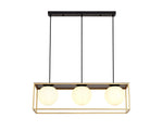 Cannes Linear Pendant, 3 Light Adjustable E14, Matt Black/Painted Gold