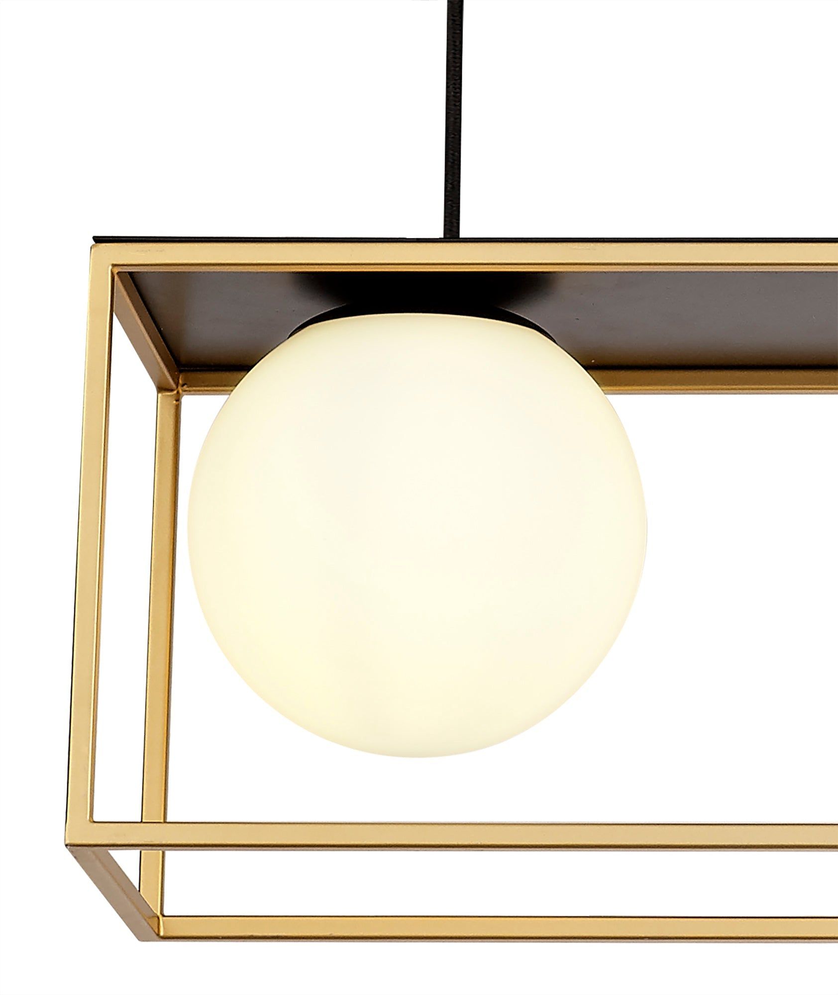 Cannes Linear Pendant, 3 Light Adjustable E14, Matt Black/Painted Gold