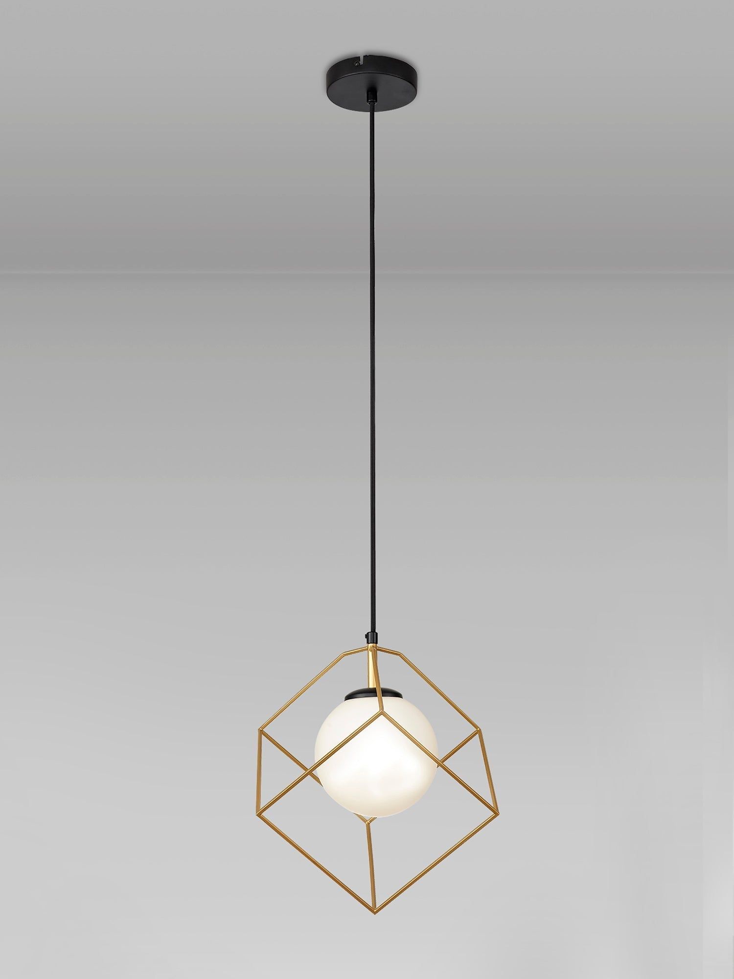 Cannes Single Pendant, 1 Light Adjustable E14, Matt Black/Painted Gold