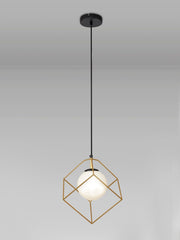 Cannes Single Pendant, 1 Light Adjustable E14, Matt Black/Painted Gold