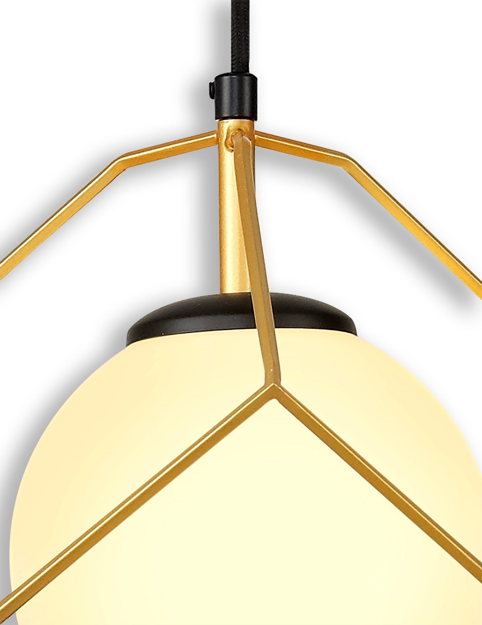 Cannes Single Pendant, 1 Light Adjustable E14, Matt Black/Painted Gold