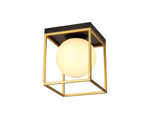 Cannes Square Ceiling Flush, 1 Light E14, Matt Black/Painted Gold
