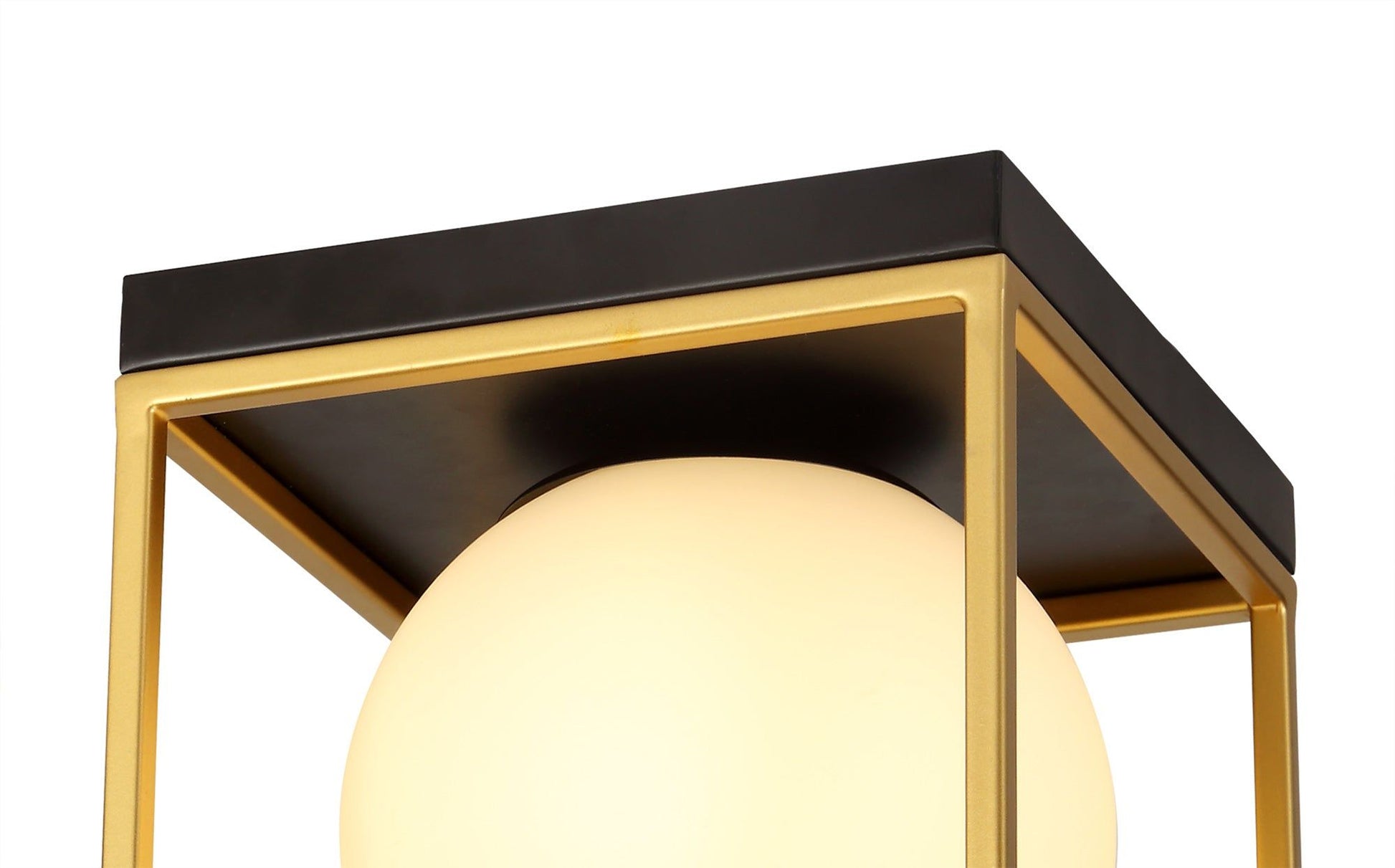 Cannes Square Ceiling Flush, 1 Light E14, Matt Black/Painted Gold
